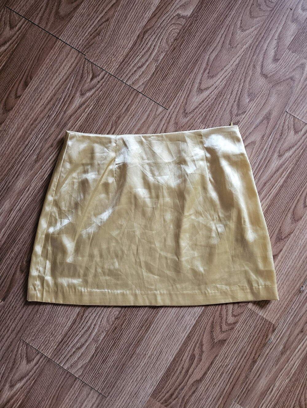 Daily Drills Butter YellowSatin Mini Skirt - Picture 4 of 4